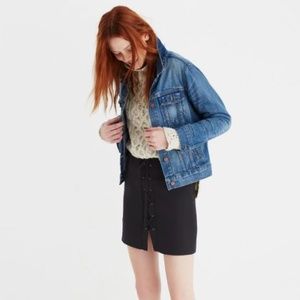 NWT Madewell black lace-up skirt